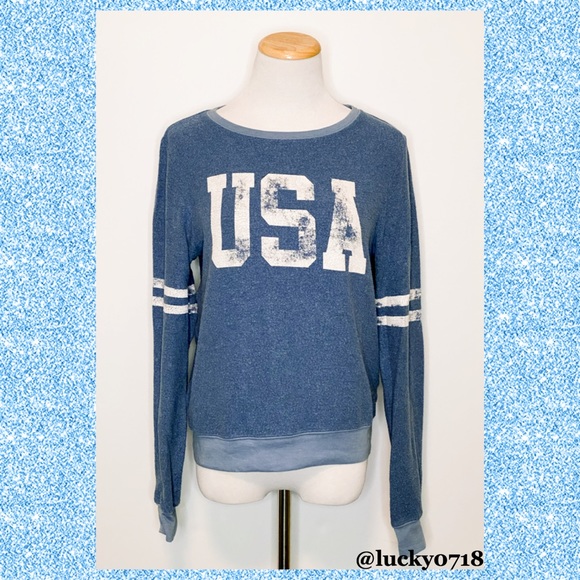 Wildfox Blue & White USA Pullover Sz XS - Picture 3 of 7